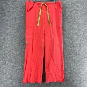 Crocs Scrub Pants Women M Medium Red High Rise Pleated Medical Apparel Cotton